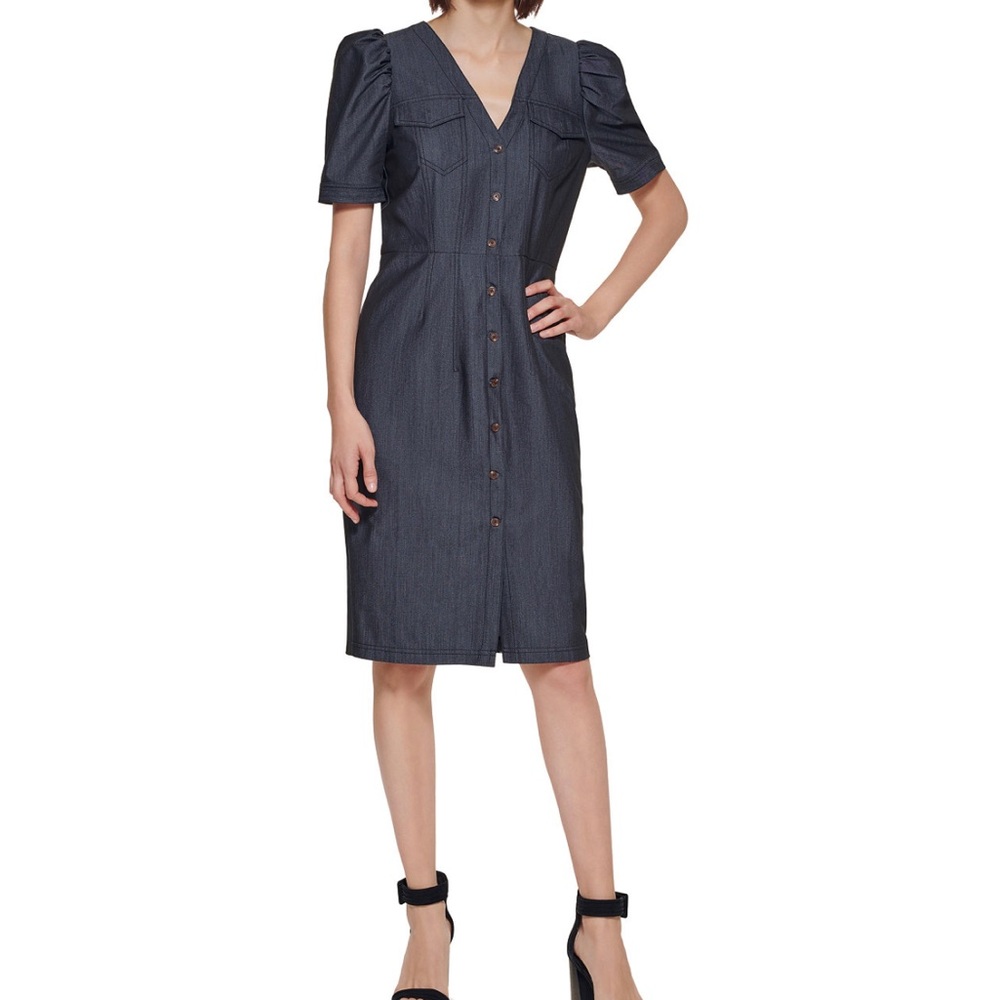 Calvin Klein Denim puff-sleeve